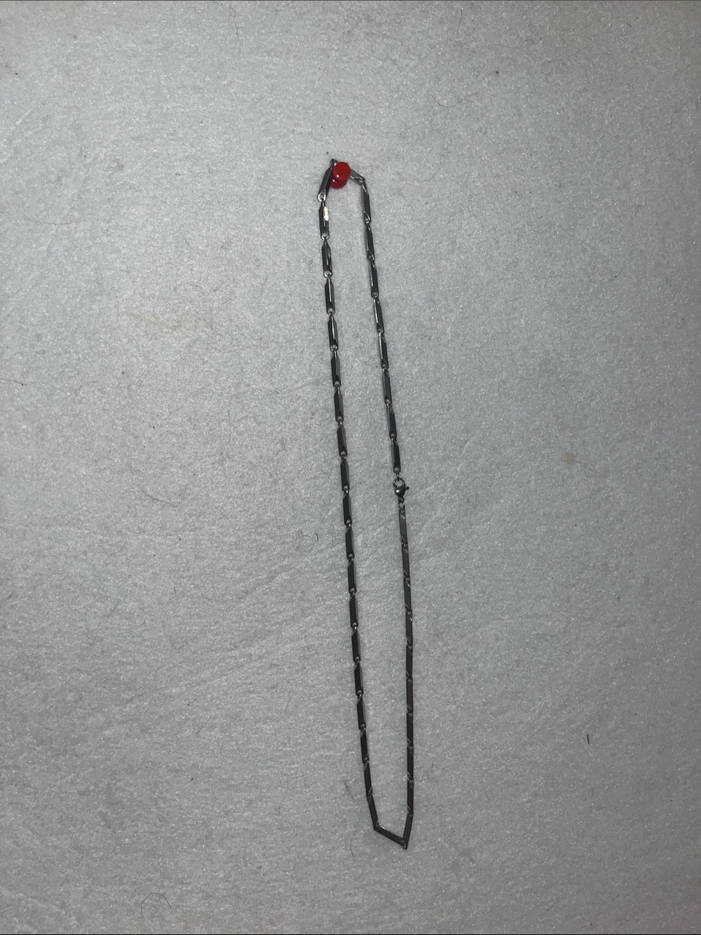 Minimal Black Link Necklace with Red Accent Bead